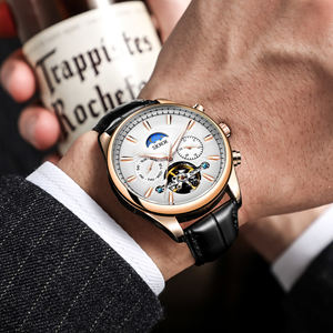 SKrox B correa de cuero genuino reloj de marca de lujo para hombre Relojes Hombre regalo OEM Tourbillon esqueleto relojes mecánicos automáticos - Product Image 3