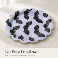 Assiettes en papier pour Halloween, motif chauve-souris noire, assiettes rondes jetables pour fête