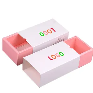 Caixa de gaveta personalizada para meias, cartão branco, conjunto com desenho e logotipo colorido, caixa para embalagem de roupas íntimas