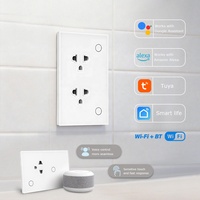 Prise intelligente 16A avec application Smart Life/Tuya, adaptateur de surveillance de la consommation d'énergie, contrôle individuel des interrupteurs, double prise murale électrique à 3 broches