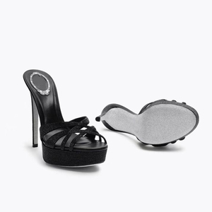 Sandalias de Plataforma con Tiras Cruzadas y Tacón Alto Delgado para Mujer, Talla Grande 44, con Diamantes Pequeños Coloridos de Verano y Punta Abierta - Product Image 6