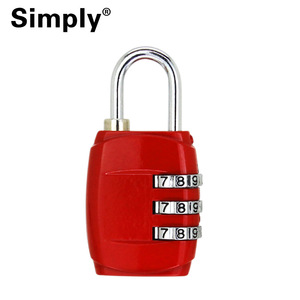 กุญแจล็อคแบบผสม 3 หลัก ปรับตั้งรหัสได้ ผลิตจากโลหะผสมสังกะสี สีแดง สำหรับล็อคเกอร์เดินทางและลิ้นชัก - Product Image 1