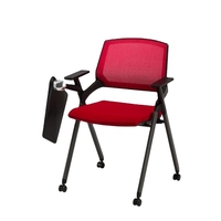 Chaise d'école rembourrée en tissu chaise de formation tablette d'écriture chaise de tablette de conférence empilable en gros fer pliable moderne