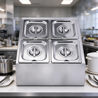 Bac Gastronorme en Acier Inoxydable 1/6 GN, Support 4 Grilles, Ligne Simple, Équipement de Buffet pour Hôtels et Restaurants
