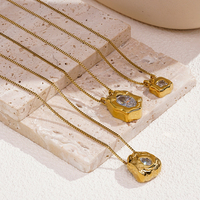 Collier pendentif irrégulier en acier inoxydable plaqué or 18 carats PVD, étanche, avec zircone, pour femme, bijoux P253673