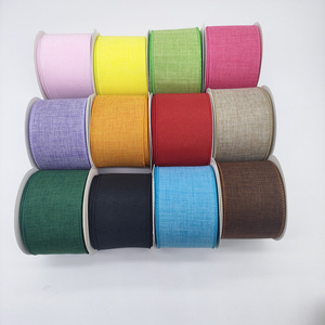 63MM 10Yard/Roll Wholesale Fine Linen Burlap Value Wired Edge Ribbon DIY <strong>Boxes</strong> <strong>Gift</strong> Packing Birthday Halloween Colors <strong>Christmas</strong> - Product Image 1