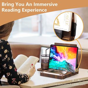Wooden Bookshelf Reading Rack 48cm Desk <b>Stand</b> With Cup Holder For Bedroom Study Use - Product Image 4