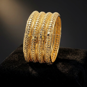 Juego de Brazaletes de Latón Chapado en Oro para Mujer, Marca Alex Jewelry, Brazaletes de Moda Tradicionales de Lujo para Bodas - Product Image 2