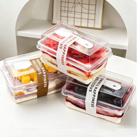 MOQ 100 sets – Gobelets rectangulaires en plastique pour mousse, yaourt, crème glacée, chocolat, desserts, salades et puddings, avec couvercle et cuillère