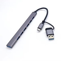 Base de Conexión JMAX 7 en 1, Divisor USB de 7 Puertos, 5Gbps USB3.0 USB2.0, Adaptador de Corriente, Expansor Múltiple para PC