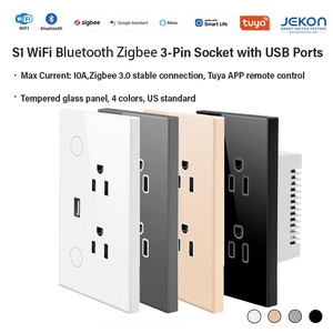 ไวไฟ บลูทูธ ซิกบีสมาร์ทพาวเวอร์ซ็อกเก็ต US 10A ปลั๊กไฟคู่พร้อม USB แอพมือถือตัดไฟอัตโนมัติสำหรับใช้ในครัวเรือน - Product Image 1