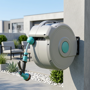 GARTENKRAFT Enrouleur de tuyau d'arrosage automatique rétractable 30M mural avec tuyau en PVC robuste - Product Image 1