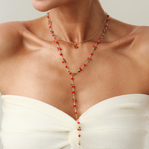 Yağ-damlayan kiraz kolye uzun kolye Metal istifleme meyve serisi klavikula kolye bayan kolye - Product Image 2