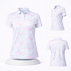 High Quality <b>Athletic</b> Quick Dry Knitted Moisture Wicking All over Print Women Golf Wear Custom Polo Shirts with Embroidery logo - Product Image 3