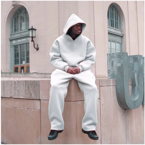 Sản Xuất Tùy Chỉnh Trống Boxy Sweatsuit 600 GSM Cotton Baggy Lông Cừu Quá Khổ Hoodies Jogger Thiết Lập Mùa Xuân Mùa Đông Tracksuit Cho Nam Giới - Product Image 1