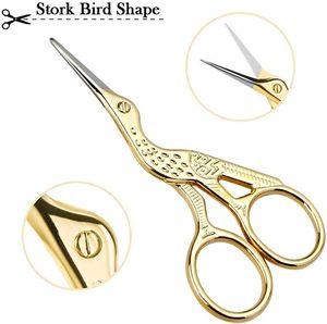 Ciseaux de toilettage à pointe fine, forme de cigogne vintage, en acier inoxydable, pour la coupe des sourcils, pour les soins de beauté quotidiens - Product Image 3