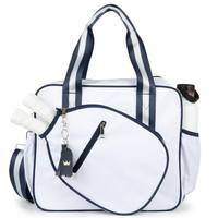 Sac de raquette Oxford durable et léger avec compartiment rembourré et poche latérale zippée pour femmes, idéal pour le tennis et le club