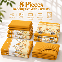 Ensemble de draps de lit de luxe pour lit queen ou king size avec rideaux, taies d'oreiller, 8 pièces, draps de lit en tissu plus épais