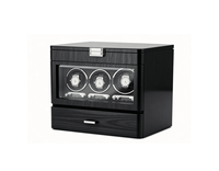 Boîte remontoir de montres automatiques de luxe faite à la main, double couche, intérieur en cuir de vachette, MDF+PU, noir et marron, rangement et présentation silencieux