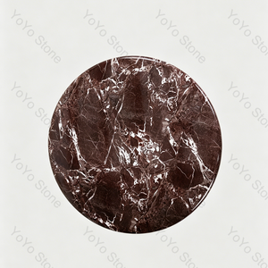 Tavolino da Caffè di Lusso in Marmo Rosso Levanto Naturale con 3 Gambe a Sfera, Tavolo Centrale Rotondo per Soggiorno - Product Image 4