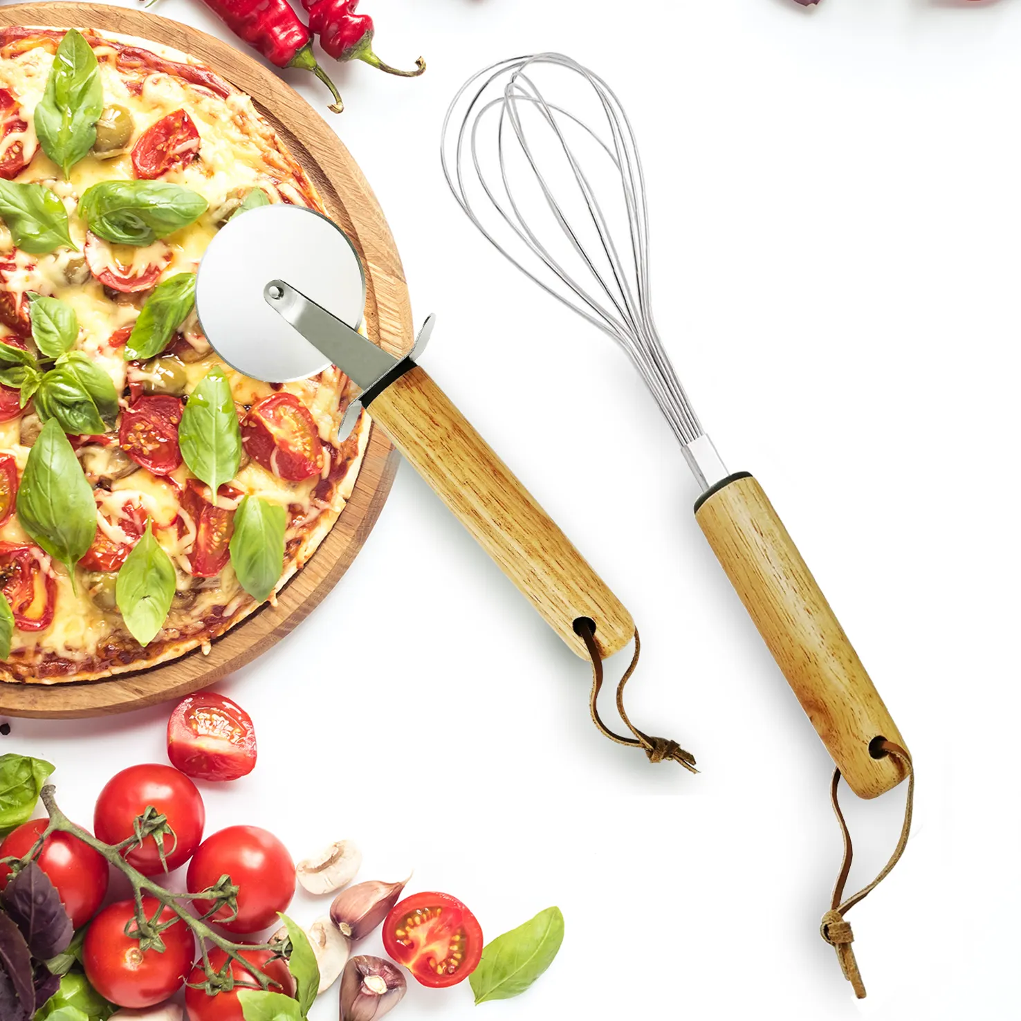 E-PIN set di utensili per Pizza in acciaio inossidabile da 2 pezzi frullino per uova e set di ruote per Pizza