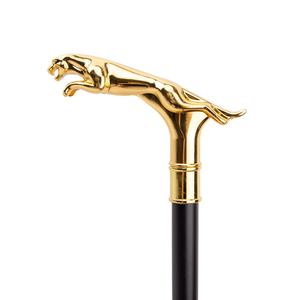 Accesorios de <span class=keywords><strong>tiro</strong></span>, bastón con mango de cabeza de leopardo dorado, bastón de autodefensa, bastón para caminar con lámina de hierro en el interior - Product Image 3