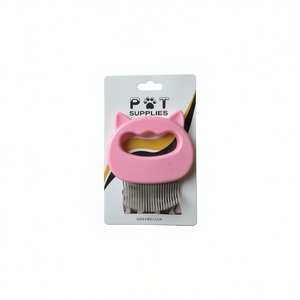 Pettine Angelpet a forma di gatto, 11 cm, rosa, strumento per la toelettatura dei gatti - Product Image 1