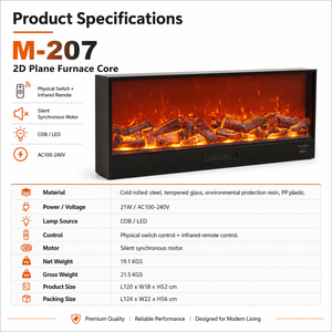 Chimenea Eléctrica LCD con Calefactor, Llama LED, Control Remoto, Construcción Metálica, Uso Doméstico y Hotelero, Idioma Inglés - Product Image 2