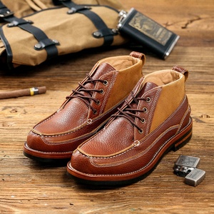 Botas de Trabajo de Cuero Genuino para Hombre, Estilo Retro, de Alta Calidad, para Invierno, con Suelas de Cuero Natural Hechas a Mano - Product Image 3