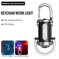 Lampu Senter LED Gantungan Kunci Grosir, Dapat Diisi Ulang, Portabel, Lampu Kerja, Lampu Darurat, untuk Berkemah, Mendaki Gunung, Senter Mini Genggam