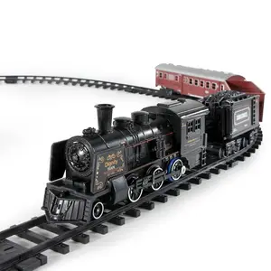 Ensemble de piste de train électrique en métal de collection de jouets en alliage classique avec fumer HN887273