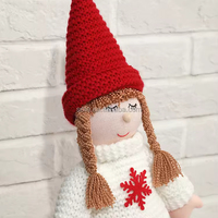 Adorable poupée en tricot pour petite fille, rouge et blanche, figurine de Noël debout, jouet en peluche pour la décoration de la table à la maison et cadeau pour enfants
