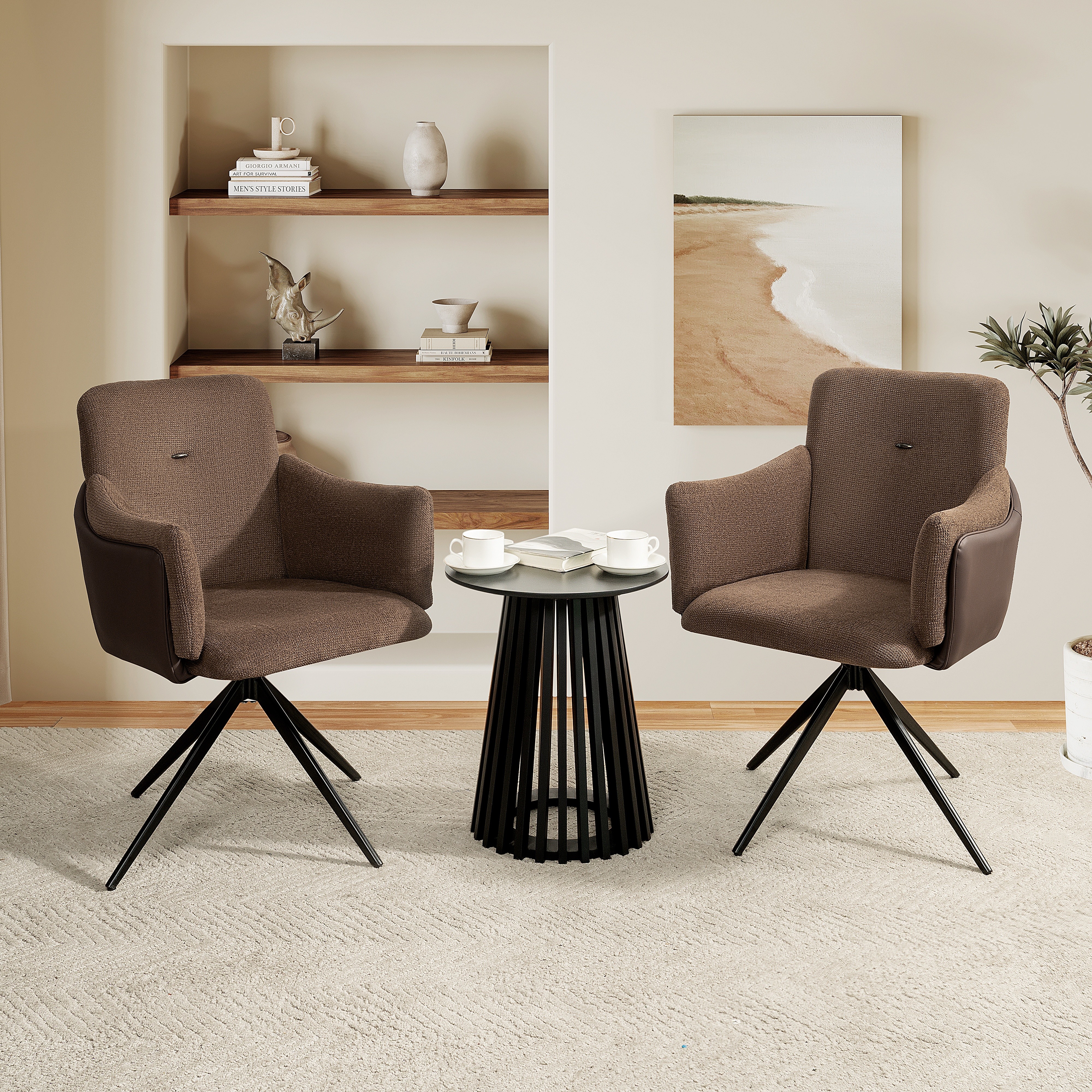 Dark Brown + Linen + Metal