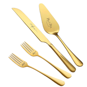Gold Cake Knife 13-Inch Stainless Steel Non-Toxic Dishwasher Safe Elegant Cake Cutting <b>Tool</b> for Wedding Birthday - Product Image 1