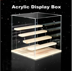 Acrylic 5-Layer Eco-friendly Modern Simple <strong>Display</strong> <strong>Box</strong> with Wooden Shelves for Toy Trophy and Sitting Room Storage - Product Image 4