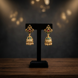 Super Fairy Indian Jhumka Style Vintage Bezel Setting Enamel <b>Sterling</b> <b>Silver</b> <b>Stud</b> Earrings for Fashionista Female-Party & Gift - Product Image 2