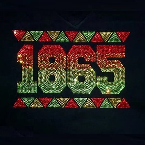 1865 Juneteenth Melanin Black History Fer sur Hotfix Transfert Bling Bling Faites vos propres T-Shirts Strass Cristal Transfert DIY - Product Image 1