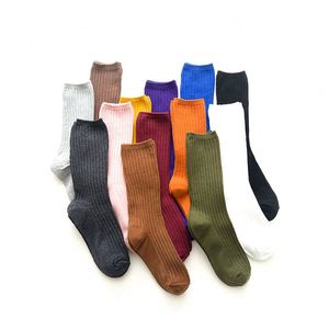 Chaussettes unies K40 pour femmes, tricotées côtelées, 14 couleurs unies, 4 saisons, chaussettes de base quotidiennes pour femmes - Product Image 1