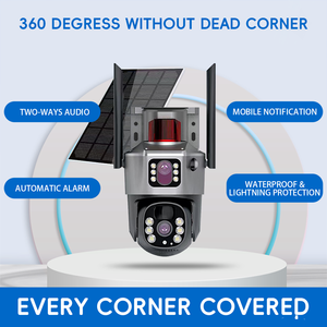 Cámara al aire libre Wifi inalámbrico 4G tarjeta Sim Solar 360 Cctv cámara de vigilancia de doble lente <span class=keywords><strong>Panel</strong></span> Solar Cámaras de monitoreo con alarma - Product Image 4
