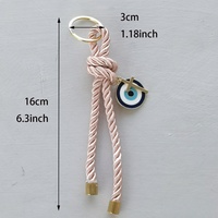 Llavero de moda turco con ojo turco y cruz, cuerda de nailon, regalo de lujo, recuerdo para mujer, niña, bolso, coche, amuleto decorativo