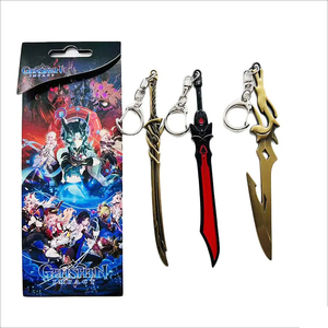 22 Design Mini spada modello in metallo portachiavi in blister card packaging per gli appassionati di impatto <span class=keywords><strong>Genshin</strong></span> - Product Image 1