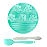 Plat et bol à lécher en silicone pour chats et chiens, à alimentation lente, avec ventouse faible, style fleur, forme ronde
