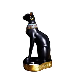 Egiziano Cat Goddess Indoor Table Decor Figurine Craft portacandele in resina per la casa Hotel