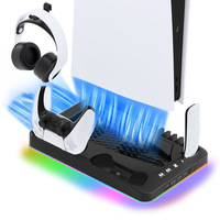 RGB-Kühl ständer mit Dual-Controller-Ladestation Kopfhörer haken Game Storage Rack-Kühl station für PS5-Konsolenhalter