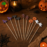 Halloween Gemengde Dieren Bamboe Fruitprikkers Cocktailspiesjes 100 Stuks Per Zak Feestdecoratie