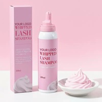Mousse nettoyante pour extensions de cils vegan en gros, 100 ml, sans larmes, shampoing pour cils, mousse à la fraise personnalisée, crème fouettée, outil de beauté