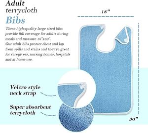 Bavoirs réutilisables en tissu éponge personnalisés pour adultes, hommes, femmes, personnes âgées, personnes handicapées, maisons de retraite, protections de vêtements pour la nourriture, tabliers - Product Image 2