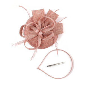Women Linen Feather <strong>Small</strong> <strong>Fascinator</strong> Sinamay Party Wedding Church Hair Band Headwear <strong>Fascinator</strong> - Product Image 2
