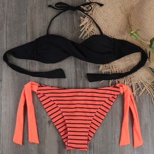 Bikini de Mujer OEM ODM de Fábrica, Traje de Baño con Tirantes en V, Estilos Personalizados, Tela de Nailon Transpirable de Secado Rápido, 1 Estampado Sólido - Product Image 4