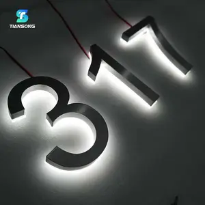 Address Backlit Door Sign Stainless Steel House Numbers Backlit Sign For Hotel Room